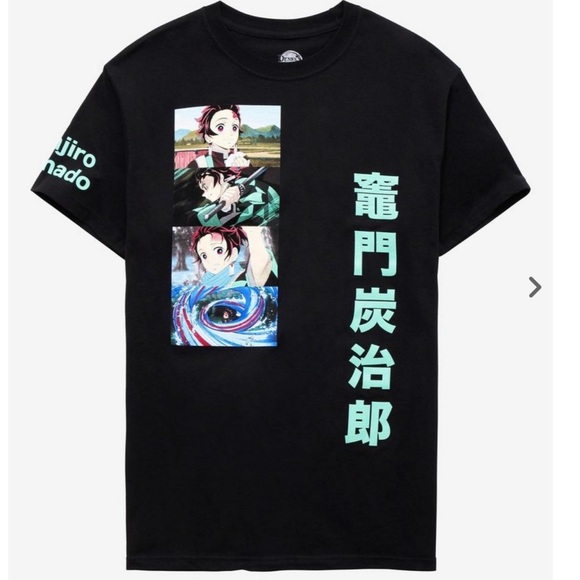 Hot Topic Other - Demon Slayer Kimetsu No Yaiba Tanjiro Stack Boyfriend Fit Girls T-Shirt Sz MD
